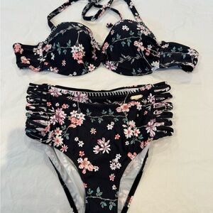 Floral Black Bikini Set